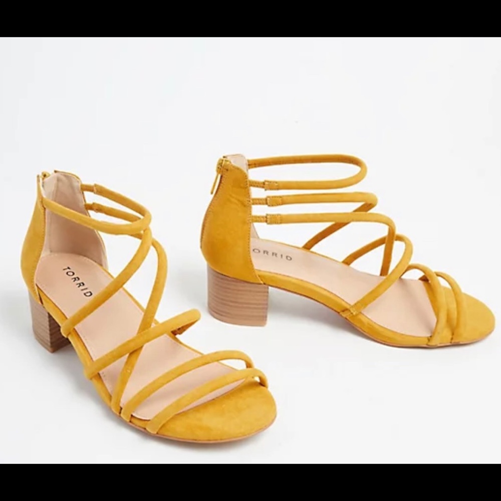 Mustard Yellow Faux Suede Strappy Heels
